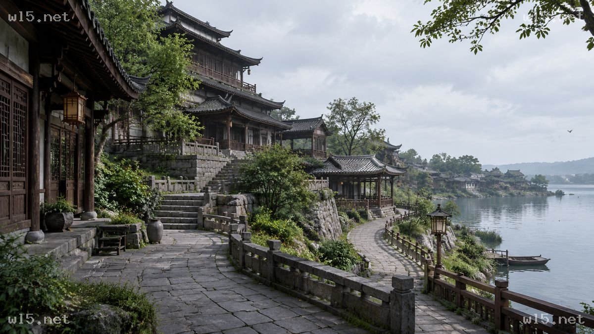 湖畔中式古建筑群