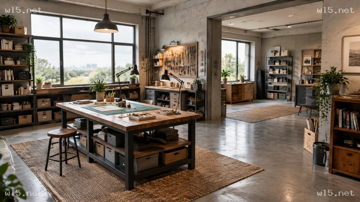 工业风手工作坊室内场景