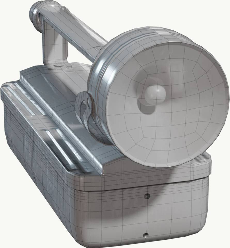 银色机械装置3D线框模型,3D模型、线框、网格、银灰色、机械部件、工业风、圆柱体