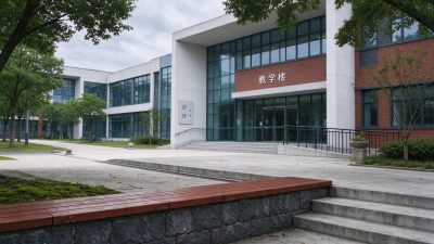 校园教学楼建筑外景 · 校园建筑、教学楼、现代风格建筑、校园外景、阴天摄影