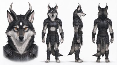 幻想狼人族战士角色设定图 · 兽人角色、狼人族、战士、盔甲、幻想风格