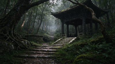 迷雾山林间的荒废古亭 · 山林古亭、迷雾森林、中式古建筑、苔藓石阶、荒废山林
