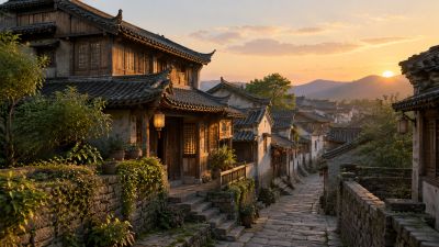 黄昏古镇石板街