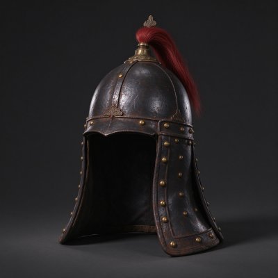 写实风化古铁制中式武将头盔 · 武将头盔、古代铠甲、古铁器、复古道具、中式甲胄