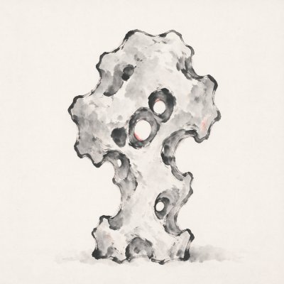 水墨太湖石 · 水墨画、太湖石、中式美学、传统国画、文人画