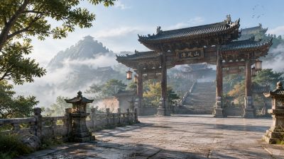 云雾山间的清风山古牌坊