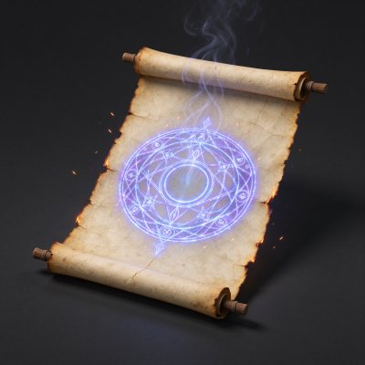 魔法卷轴 · 魔法卷轴、古羊皮纸、魔法阵、奇幻道具、做旧质感