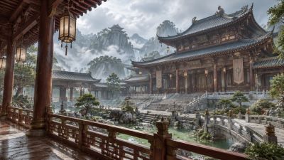 中式古典山水建筑群