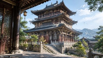 中式重檐楼阁庭院