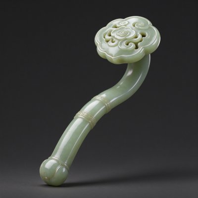 青白玉镂空雕花如意 · 文物、青白玉、如意、镂空雕刻、中式传统器物