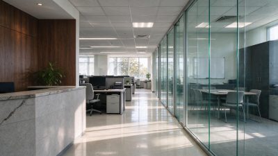 现代简约开放式办公室内景 · 办公室、现代简约风、开放式办公区、玻璃隔断会议室、商务办公空间