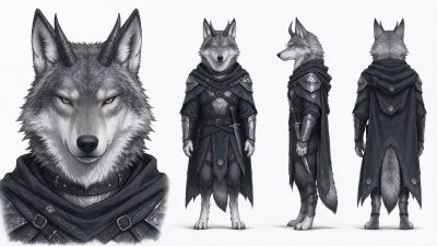 奇幻狼人角色设定多视图稿 · 狼人、角色设定、奇幻风格、刺客游侠、furry兽人