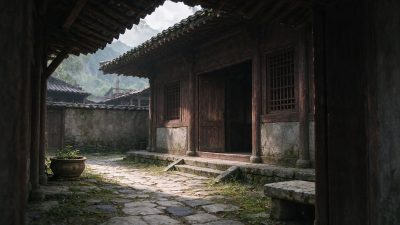 中式传统古民居院落 · 中式古建筑、古民居、传统院落、写实风景、山村场景