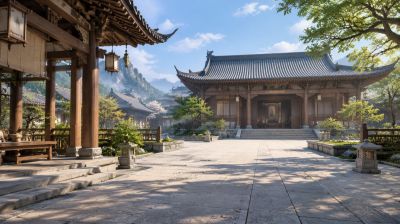 晴日中式古建庭院