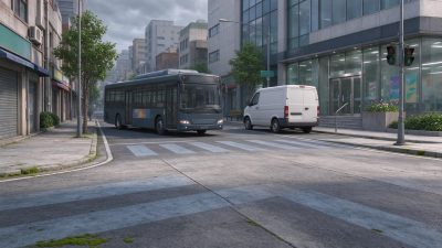 阴天的城市十字路口 · 城市街景、十字路口、阴天、写实渲染、现代都市