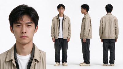 素色棚拍青年男性多视角展示组图 · 棚拍、人物设定、多视角展示、东亚男性、休闲穿搭